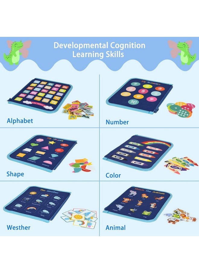 KolorFish Toddler Busy Board Book - Montessori Toys for 2+ Years, Birthday Gift - 7 in1 Preschool Learning Activities with Life Skills,Alphabet,Number,Shape,Color,Animal,Weather