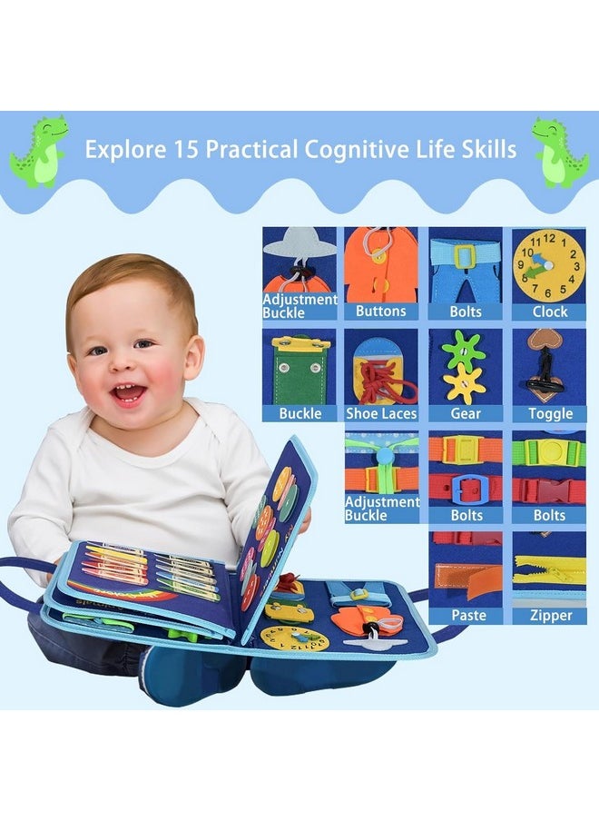 KolorFish Toddler Busy Board Book - Montessori Toys for 2+ Years, Birthday Gift - 7 in1 Preschool Learning Activities with Life Skills,Alphabet,Number,Shape,Color,Animal,Weather