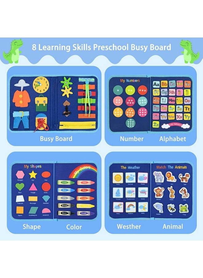 KolorFish Toddler Busy Board Book - Montessori Toys for 2+ Years, Birthday Gift - 7 in1 Preschool Learning Activities with Life Skills,Alphabet,Number,Shape,Color,Animal,Weather