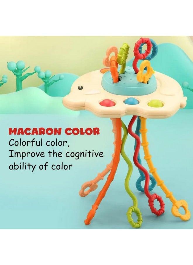 Wembley Montessori Sensory Teething Pull String Toys For 4m +Year Old Travel Toys For Babies, Food Grade Silicone Baby Toys Fine Motor Skills Toddler Activity Toys - Bis Approved, Multicolor