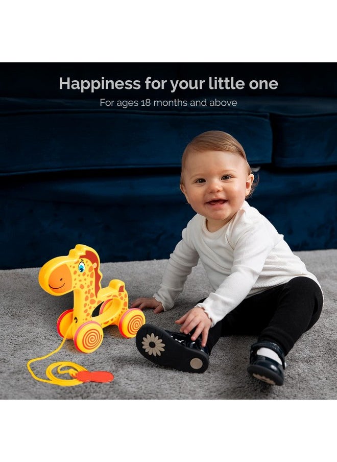 Ratna's Gary The Giraffe Pull Along Toy | Walk & Play Toy for Infant and Preschool Kids Age 18 Months +
