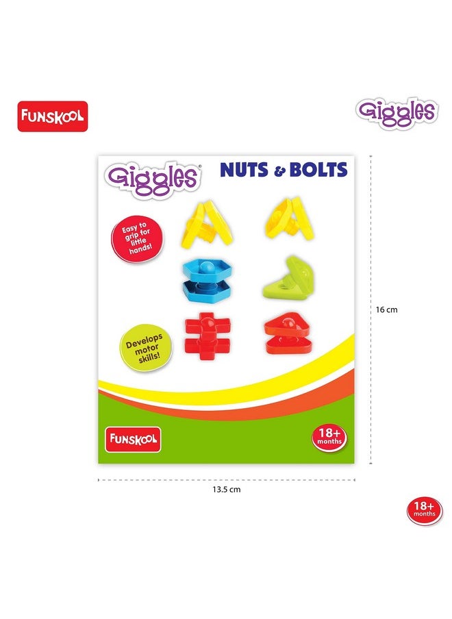 Giggles Funskool Giggles - Nuts And Bolts,Interlocking Educational Blocks,Shape&Colours,18 Months&Above,Infant And Preschool Toys,Multicolor