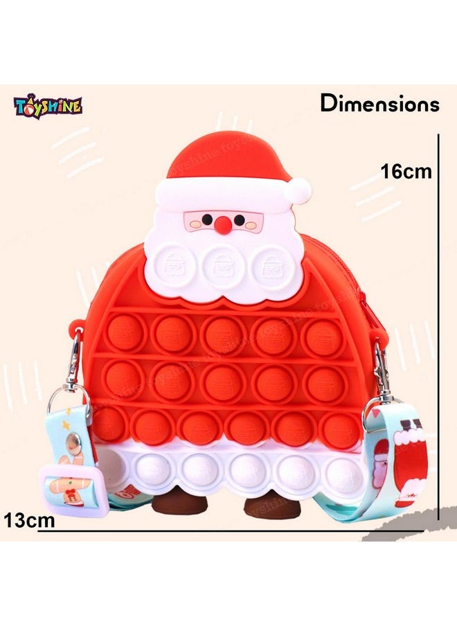 Toyshine Santa Pop Fidget Crossbody Purse Bag for Kids Girls, Push Bubble Fidget Sensory Stress Release Toy with Compact Mirror,Comb and Keychain Included