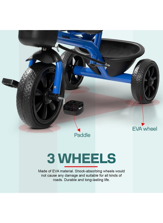 Baybee Baby Tricycle for Kids, Smart Plug & Play Kids Cycle with Eva Wheels, Bell, Storage Baskets & High Backrest | Kids Tricycle Trike | Baby Cycle for Kids 2 to 5 Years Boy Girl (Pro Blue)