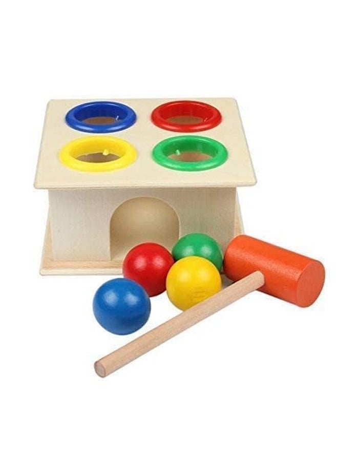 KRIVASA Wooden Hammer Knock Ball Game, Fine Motor and Dexterity Skills Toy, Colourful Balls and Hammer for Kids Ages 2 and Up
