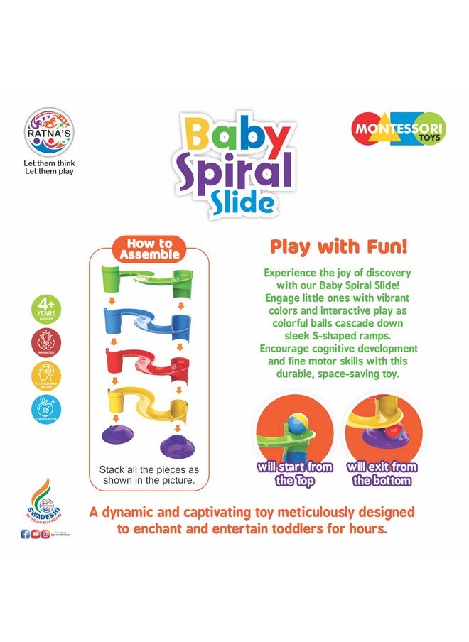 Ratna's Baby Spiral Slide 4 Level Ball Rolling Twist & Turn Slide Stacking Tower Ramp Toys for Kids and Toddler