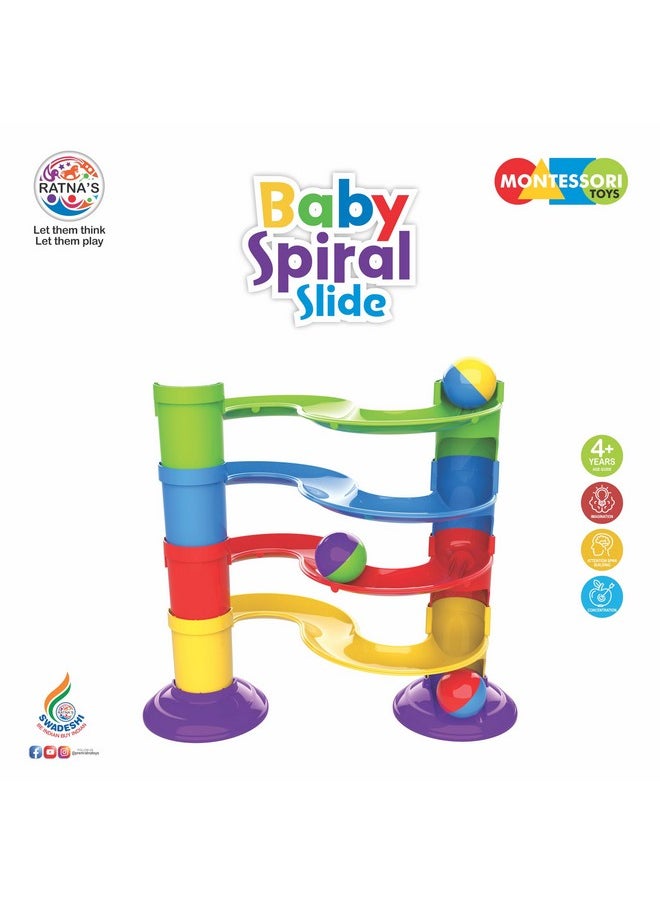 Ratna's Baby Spiral Slide 4 Level Ball Rolling Twist & Turn Slide Stacking Tower Ramp Toys for Kids and Toddler