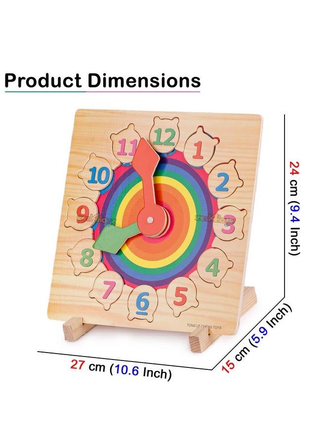 zest 4 toyz Wooden Clock Toy for Kids Learning Jigsaw Puzzle Educational Toy for Kids Learning Clock Through Fun & Play Age 3 Years and Up