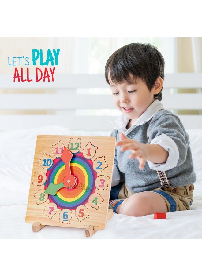 zest 4 toyz Wooden Clock Toy for Kids Learning Jigsaw Puzzle Educational Toy for Kids Learning Clock Through Fun & Play Age 3 Years and Up