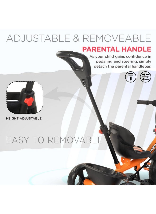 Baybee Baby Tricycle for Kids, Smart Plug & Play Kids Cycle with Eva Wheels, Bell, Storage Baskets & High Backrest | Kids Tricycle Trike | Baby Cycle for Kids 2 to 5 Years Boy Girl (Trixg Pro Orange)