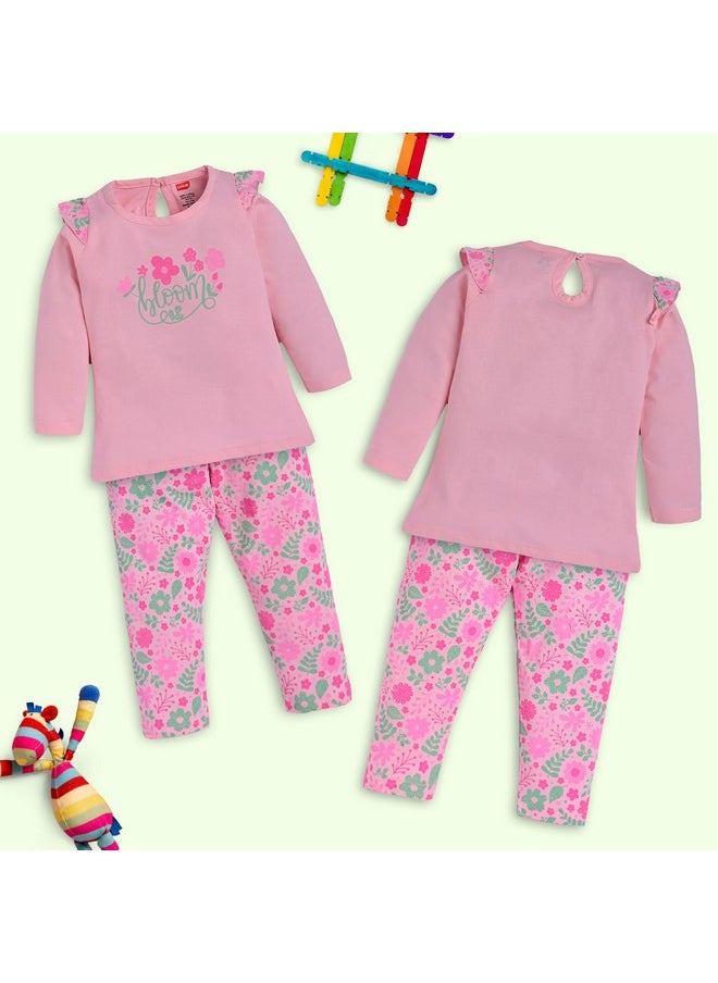 Luvlap Baby Girls Pack Of 3 Full Sleeve Top & Pyjama Set 100% Cotton, M (3 to 6 Months)