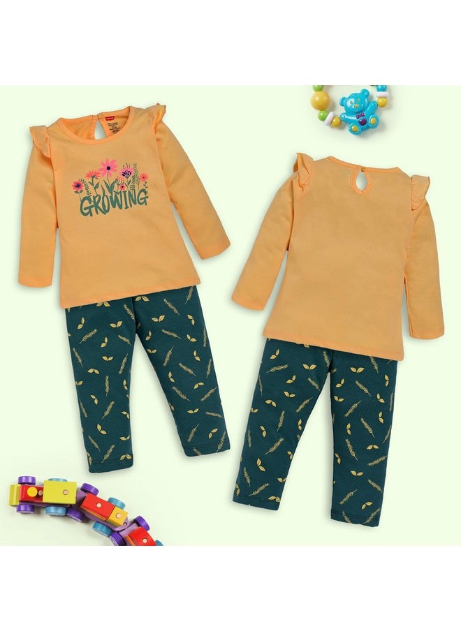 Luvlap Baby Girls Pack Of 3 Full Sleeve Top & Pyjama Set 100% Cotton, M (3 to 6 Months)