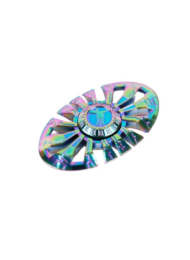 Premsons® Hand Spinner Desk Toy - High Speed Smooth Finger Spin Sensory Fidget Stress Relief Game Play for Kids & Adults - Birthday Party Gift - Metal - Rainbow Oval