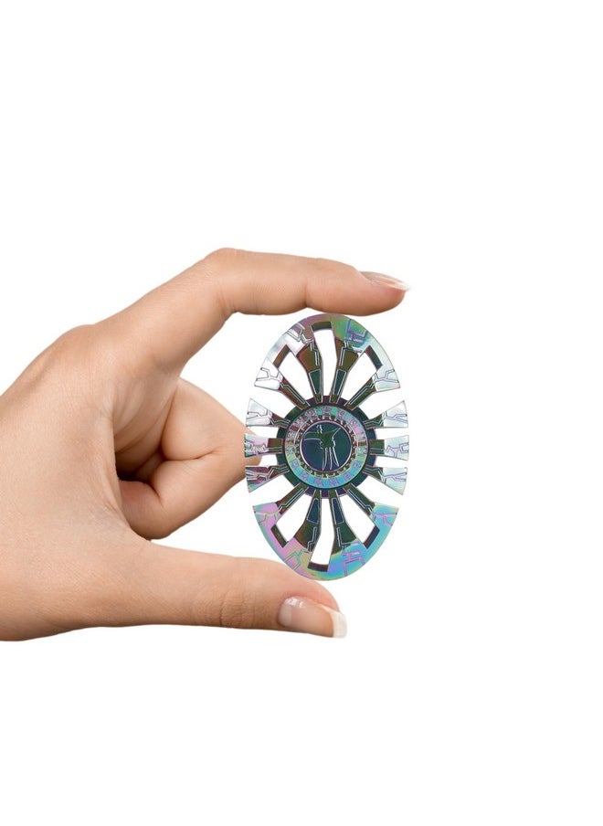 Premsons® Hand Spinner Desk Toy - High Speed Smooth Finger Spin Sensory Fidget Stress Relief Game Play for Kids & Adults - Birthday Party Gift - Metal - Rainbow Oval