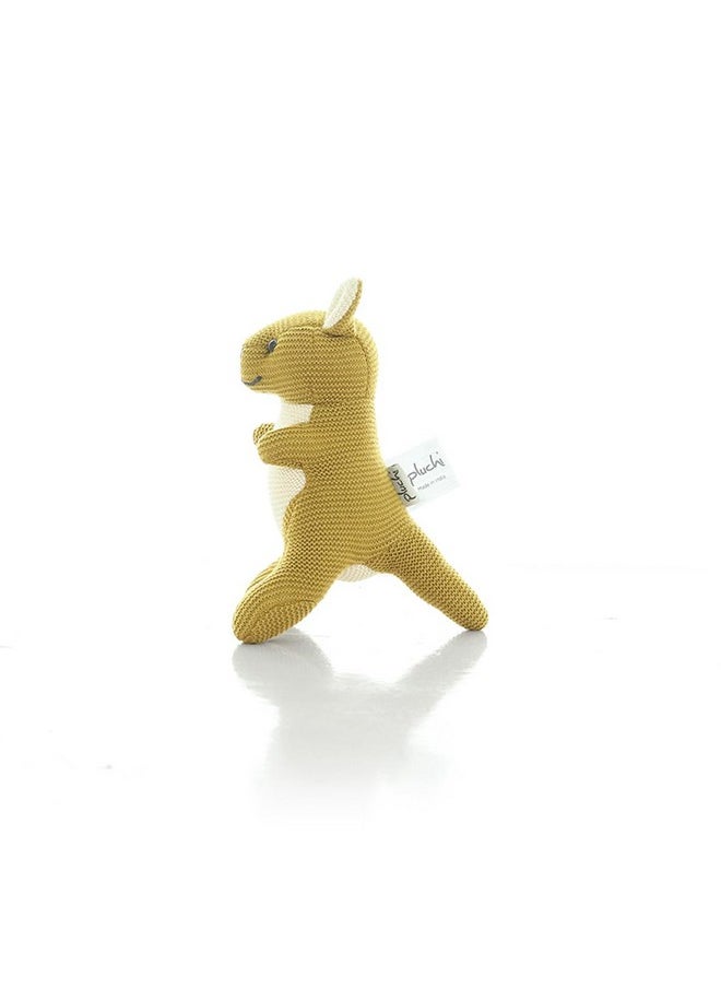 Pluchi Doodle Kangaroo Rattle Cotton Knitted Stuffed Soft Toy (Honey Gold)