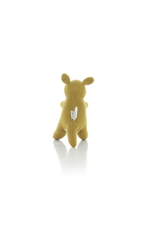 Pluchi Doodle Kangaroo Rattle Cotton Knitted Stuffed Soft Toy (Honey Gold)