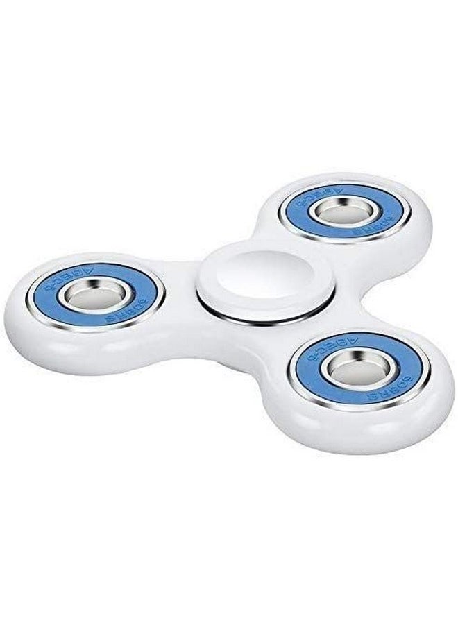 Premsons® Hand Spinner Desk Toy - High Speed Smooth Finger Spin Sensory Fidget Stress Relief Game Play for Kids & Adults - Birthday Party Gift - Four Bearing - White + Blue Bearing