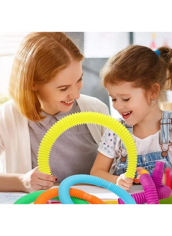VGRASSP Push and Pull Pipe Tube Toy for Kids, Toddlers - Stretch and Bend Into Your Own Way - Smooth Sensory Fidget Toy - Multicolor (Color As Per Stock) (Pack of 12)