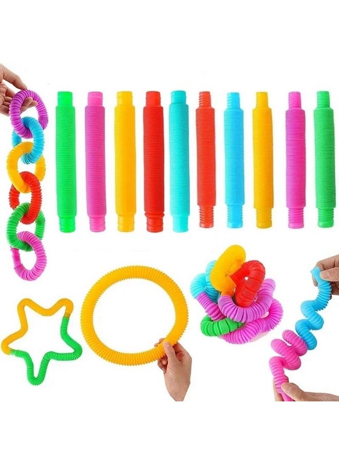 VGRASSP Push and Pull Pipe Tube Toy for Kids, Toddlers - Stretch and Bend Into Your Own Way - Smooth Sensory Fidget Toy - Multicolor (Color As Per Stock) (Pack of 12)