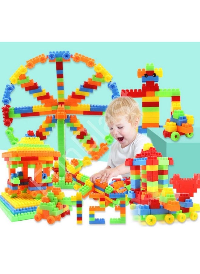FunBlast Building Blocks Toy, DIY Plastic Building Blocks for Kids, Kids Puzzle Games for Kids - DIY Toys for Children Educational & Learning Toy for Kids, Girls & Boys - (250+ Blocks with Wheels)
