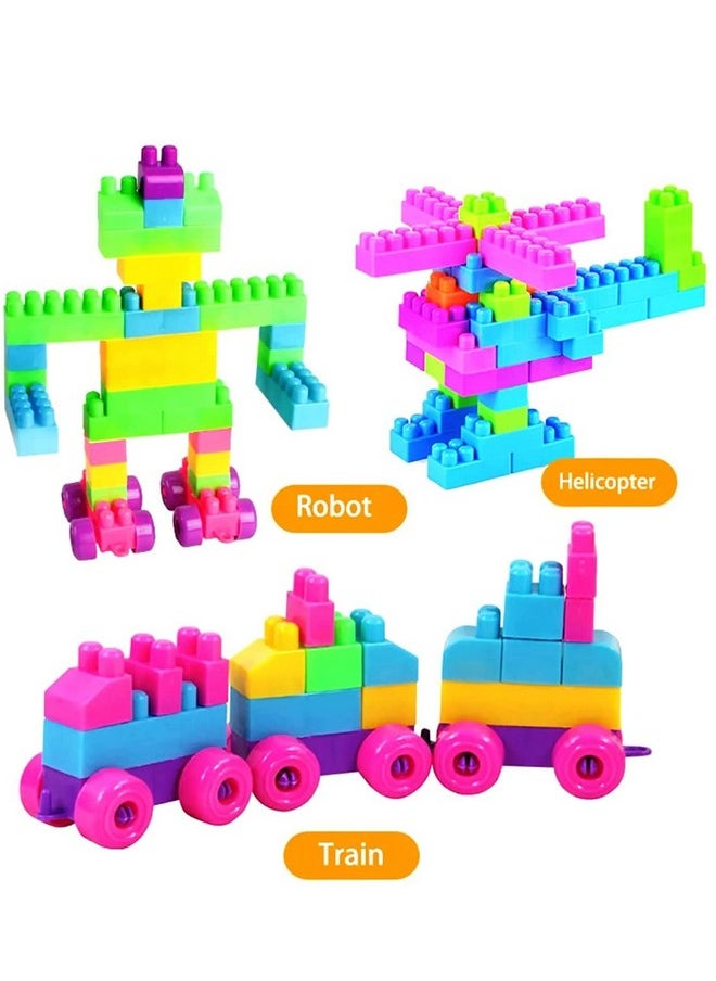 FunBlast Building Blocks Toy, DIY Plastic Building Blocks for Kids, Kids Puzzle Games for Kids - DIY Toys for Children Educational & Learning Toy for Kids, Girls & Boys - (250+ Blocks with Wheels)