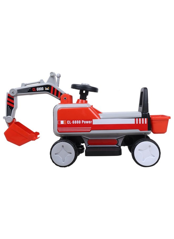 Young Wheels 3 In 1 Ride On Toy Kids Ride-On Excavator Ride On Push Car For Baby With Backrest Safety Guard,Storage Seat Construction Bulldozer Excavator Loader Truck Vehicle For Kids-Multicolor
