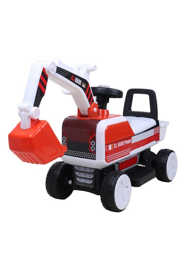 Young Wheels 3 In 1 Ride On Toy Kids Ride-On Excavator Ride On Push Car For Baby With Backrest Safety Guard,Storage Seat Construction Bulldozer Excavator Loader Truck Vehicle For Kids-Multicolor