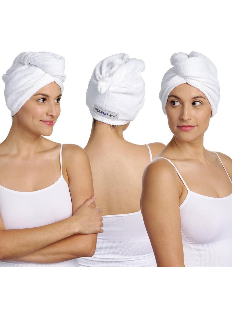 Turbie Twist 3Pack Cotton Hair Towel Wrap for Beauty Travel Gifting  FastDrying Turban for Luxurious Personal Care  For All Hair Types  Lengths  White