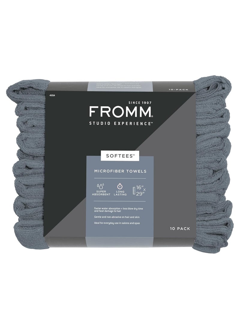 Softees Microfiber Salon Hair Towels for Hairstylists Barbers Spa Gym in Granite Blue 16 by 29 10 Count Perfect Hair Care Towel for Drying Curly Long Wavy Hair