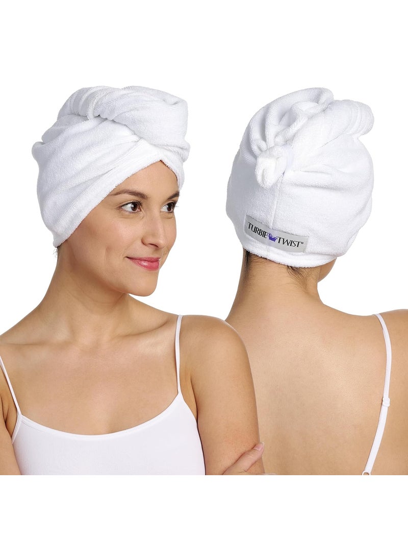 Turbie Twist 2Pack Extra Long Microfiber Hair Towel for Beauty Travel Gifting  Wrap Turban for Long  Thick Hair  Premium Personal Care  White  White