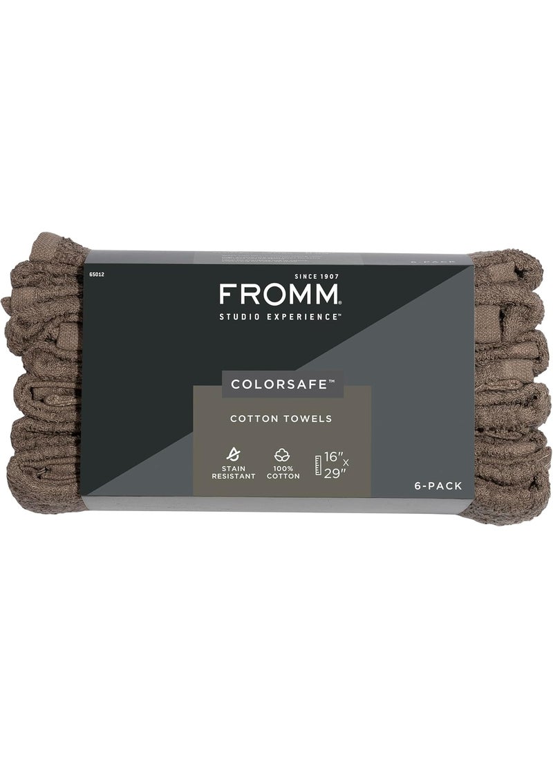 ColorSafe 100 Cotton Bleach Proof Salon Hair Towels for Hairstylists Barbers Spa Gym Absorbent and StainResistant Brown Towels for Drying Long Curly or Wavy Hair 16 x 29 6 Pack