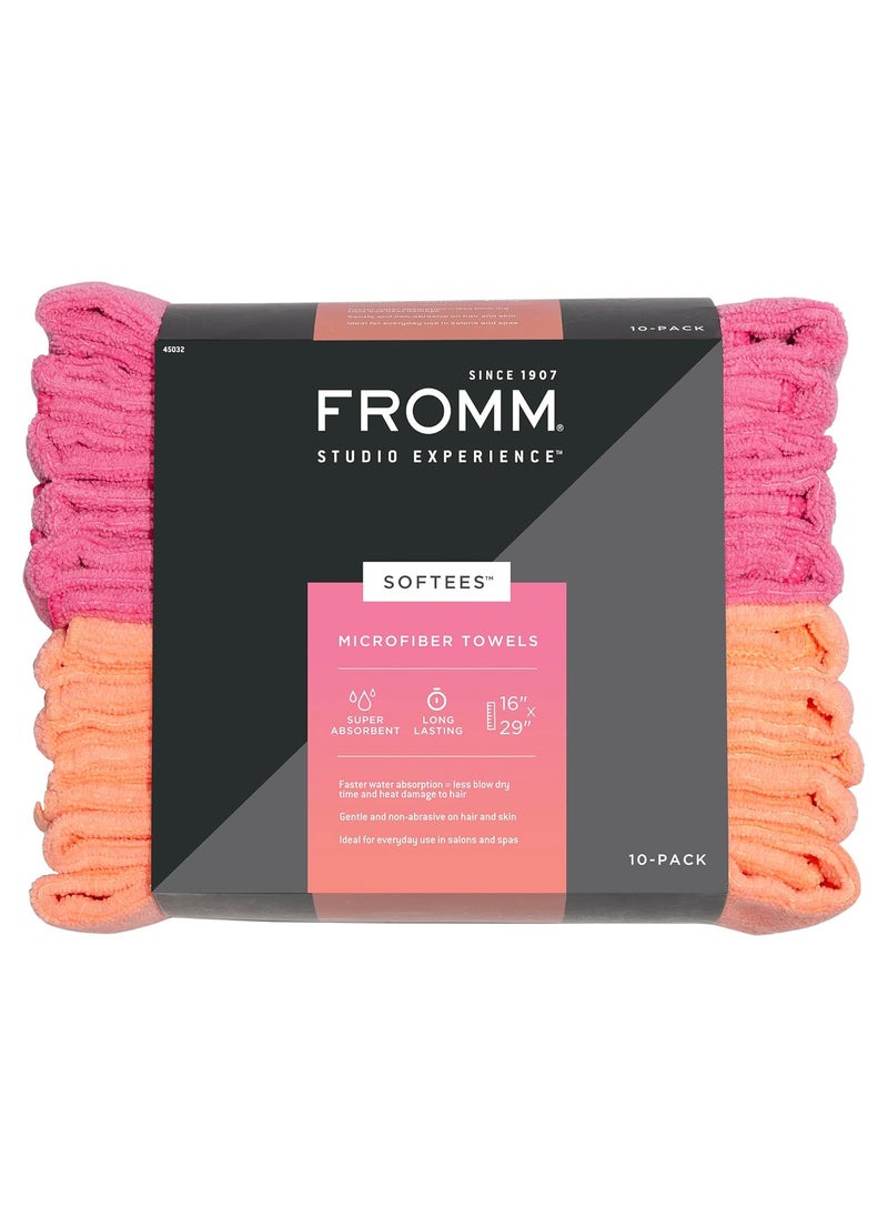 Softees Microfiber Towels for Hair Salon Barber Spa Gym Hair Wrap for Drying Curly Long Wavy Hair PinkOrange 16 x 29 Inches 10 Pack