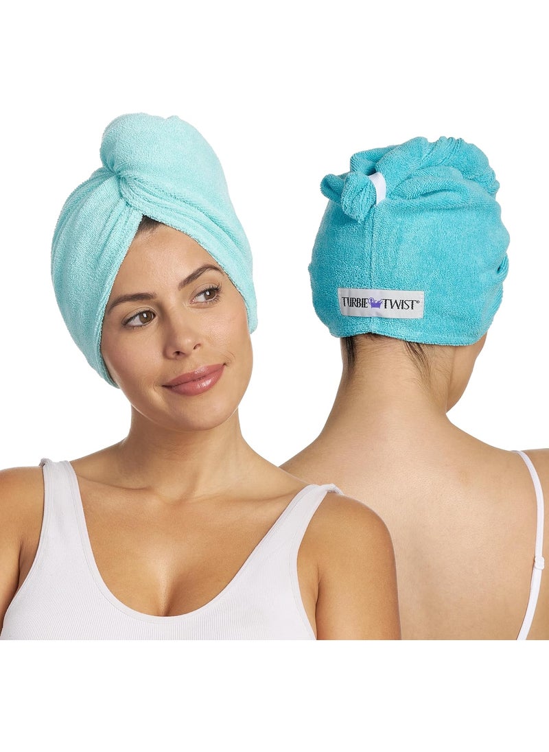Turbie Twist 2Pack Microfiber Hair Towel for Beauty Travel Gifting  Wrap Turban for Straight Wavy  Curly Hair  Premium Personal Care  Dark Aqua  Light Aqua