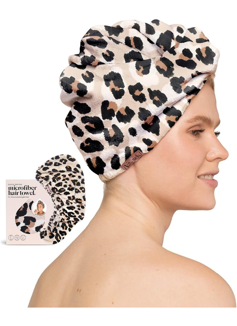 Kitsch Microfiber Hair Towel Wrap for Women  Microfiber Towel Super Absorbent Quick Dry AntiFrizz  for Long and Short Hairs Turbans for Women Hair Wrap  Leopard