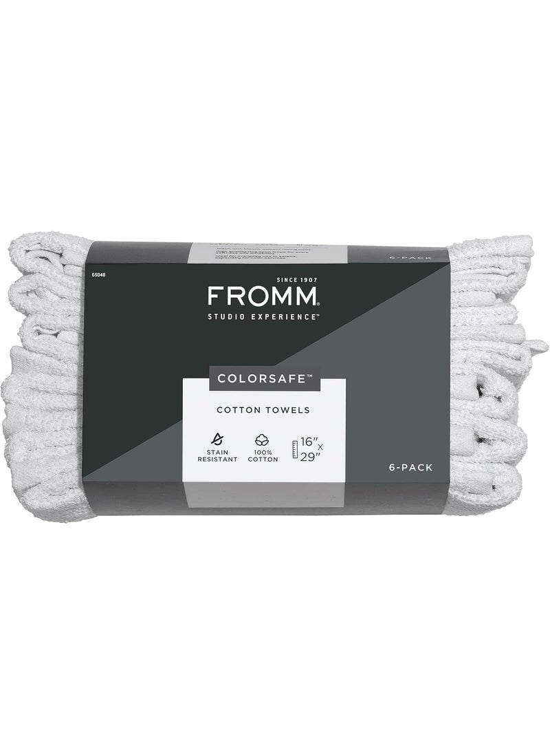 ColorSafe 100 Cotton Bleach Proof Salon Hair Towels for Hairstylists Barbers Spa Gym in White 16 by 29 6 Count Absorbent Stain Resistant Towels for Drying Curly Long Wavy Hair