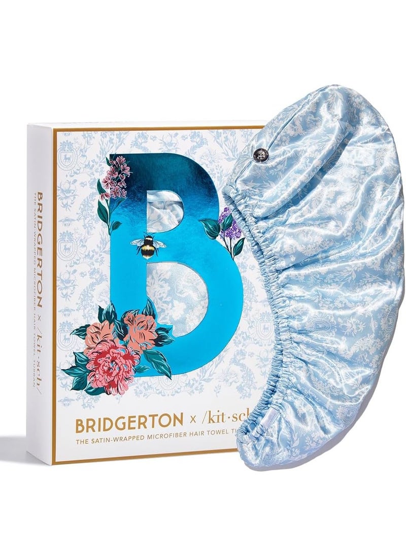 Kitsch Bridgerton x Satin Microfiber Hair Towel Wrap for Women  Super Absorbent Quick Dry AntiFrizz for Long  Short Hairs Turbans for Women Hair Wrap  Toile de Blue