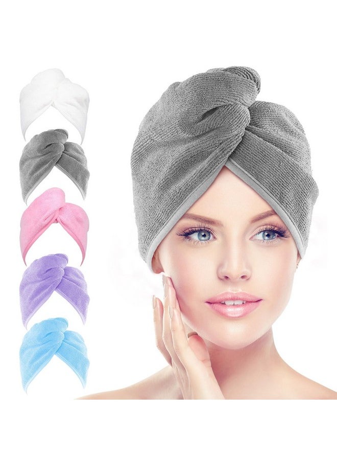 AIDEA Microfiber Hair Towel Wrap, 5 Pack Hair Turbans, Super Absorbent Quick Dry Hair Towel Wrap for All Hair Types Anti Frizz, Hair Accessories for Women, 26