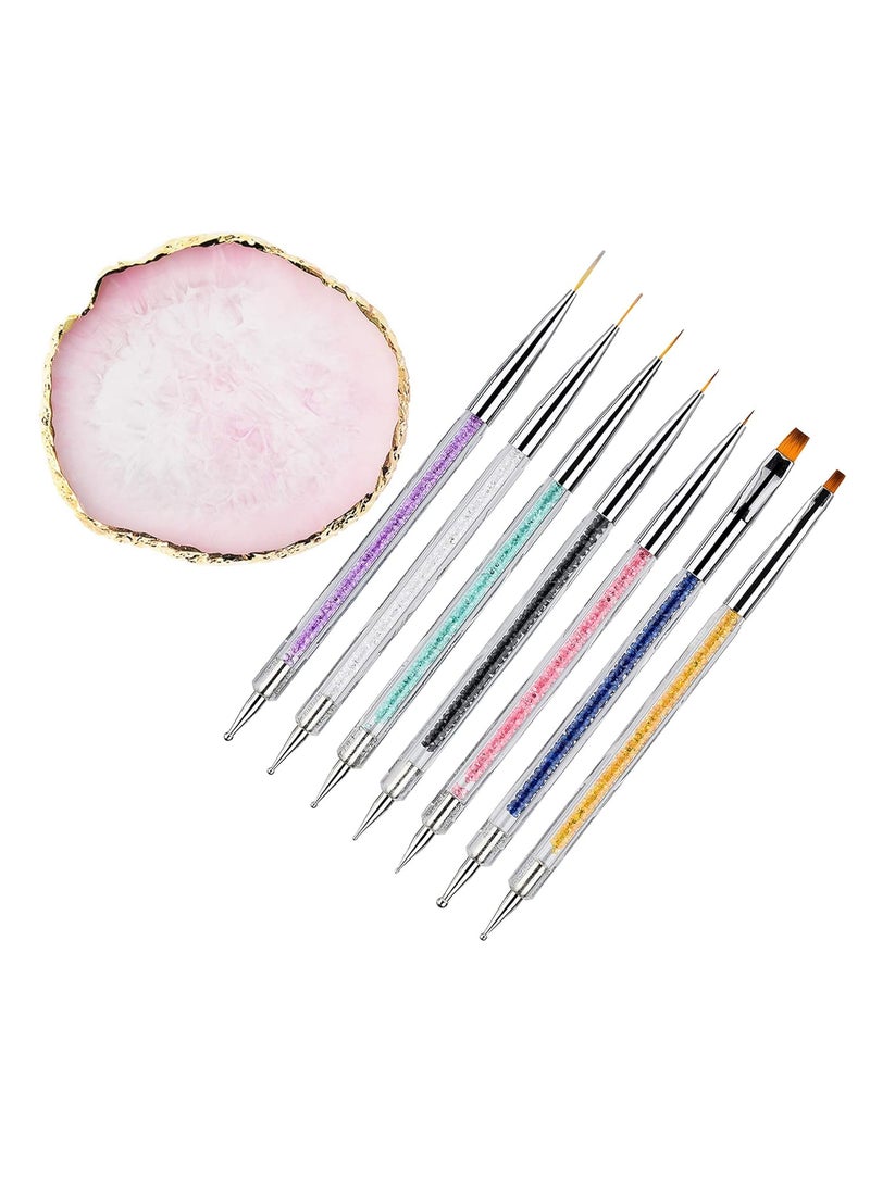 8 Pieces Designs Brushes for Nail Art Resin Palette Gel Design Nail Art Dotting Tools Nail Gel Painting Brush Mixing Palette Nail Art Equipment