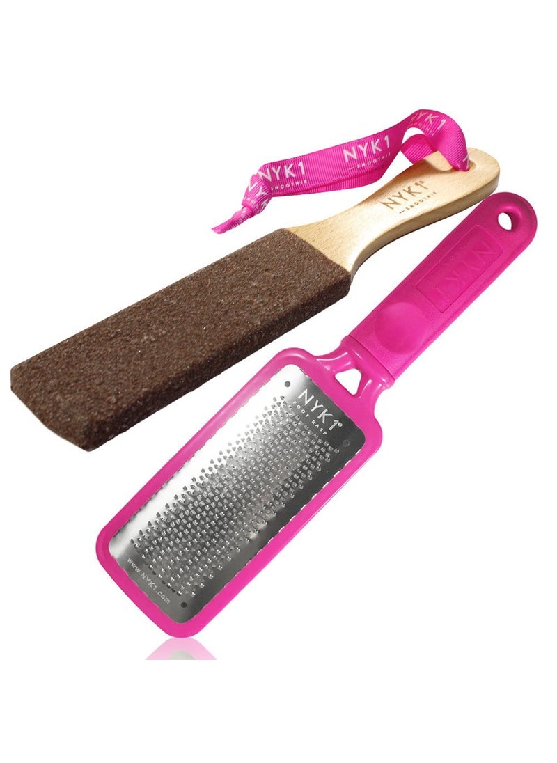 NYK1 Pink MEGAFILE Foot File Pedicure Rasp The Original with NYK1 Curved Smoothie Super Sharp Extra Large Micro Files MEGA File Skin Grater Remove Calloused Dry Rough Dead Skin in Seconds Add on Item