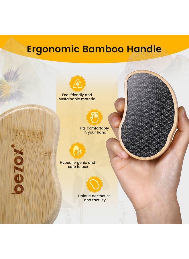 BEZOX Glass Foot Scrubber Shower(1 PCS) - Nano-Glass Pedi Egg Pumice Stone for Feet Dead Skin, Plastic-Free Pedicure Foot File Callus Remover - Bamboo Handle