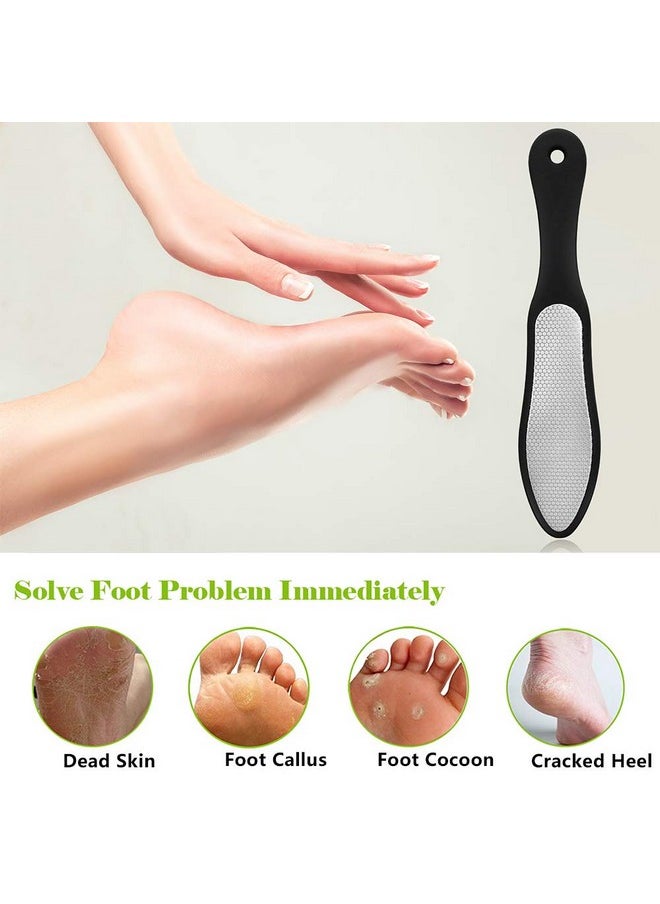 BEZOX Foot File (1 PCS), Double Sided Foot Scraper Callus Remover, Foot Rasp for Cracked Heel and Foot Corn Removal, Stainless Steel Pedicure File W/Cloth Storage Bag
