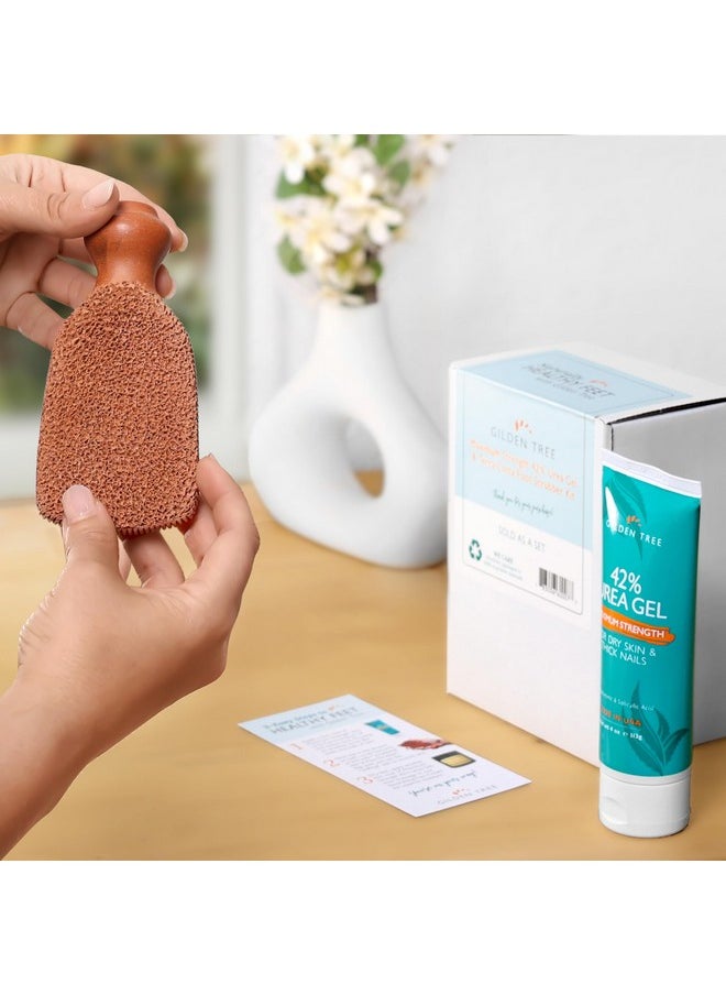 Callus Remover Gel + Foot Scrubber Kit - Pedicure Tools for Dry Cracked Heels