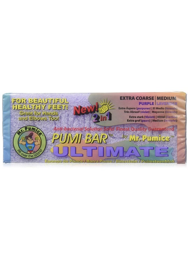 Mr. Pumice Ultimate Pumi Bar, 2-in-1 Callus Remover, Pedicure Stone & Ped File Scrubber for Smooth Feet and Heels, Dual-Grit (Medium + Coarse), 1 Count