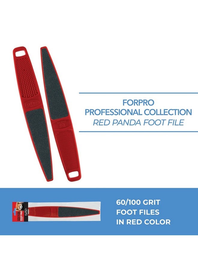 ForPro Professional Collection Red Panda Foot File, 60/100 Grit, Double-Sided Pedicure File for Feet and Heels, 10.5” L