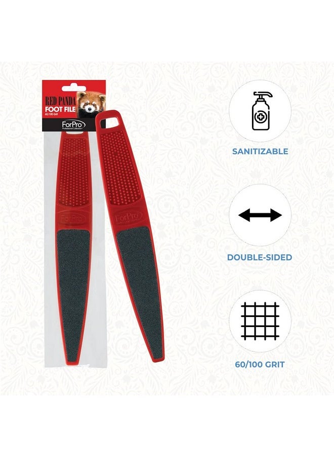ForPro Professional Collection Red Panda Foot File, 60/100 Grit, Double-Sided Pedicure File for Feet and Heels, 10.5” L