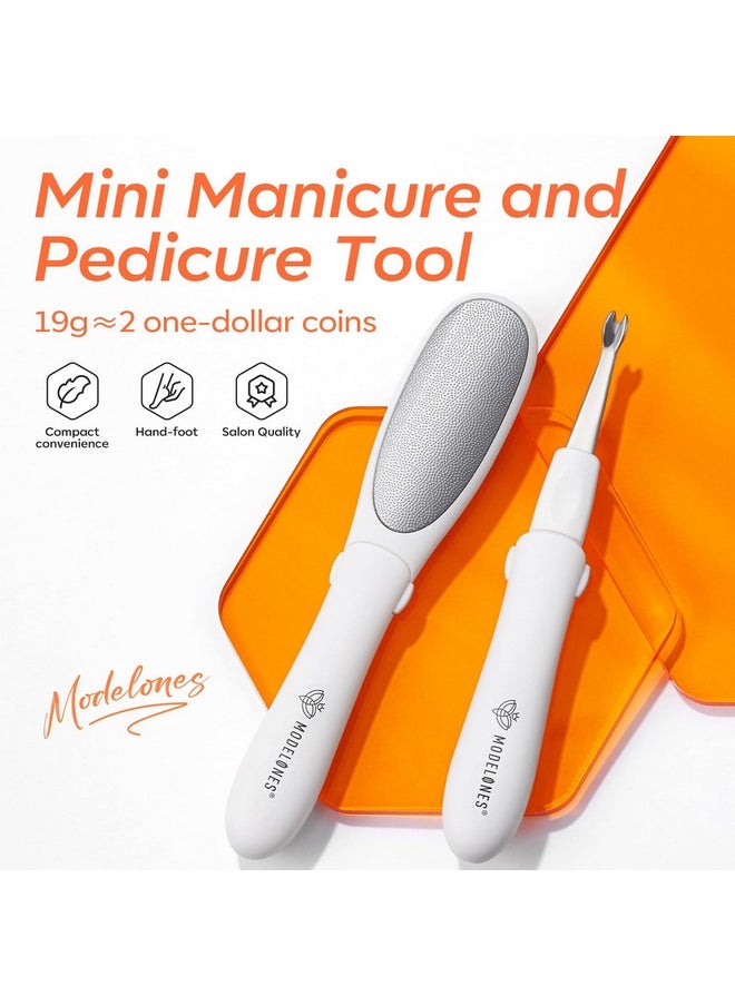 Modelones Mini Foot File Callus Remover, Multifunction 2-in-1 Pedicure Tools for Feet with Double-Sided Foot Rasp, Dead Skin Fork - Safe, Lightweight Foot Sander Perfect for Daily Hand & Foot Care