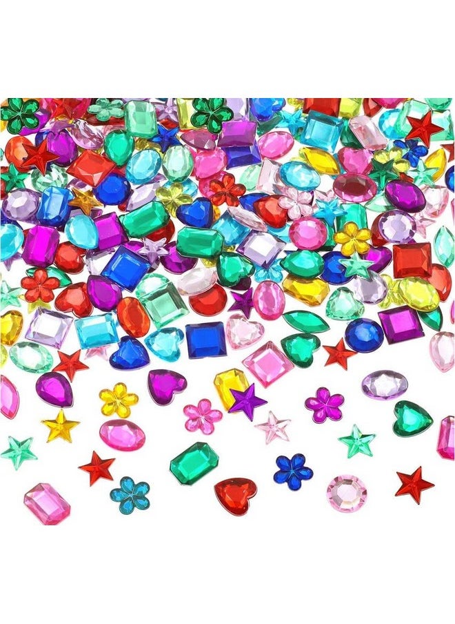 DIY Crafts 160 Pcs, Random Sizes, Gems Jewels Acrylic Flatback Rhinestones Gemstone for Arts and Crafts Jewels, Shapes, 10-15mm (160 Pcs, Random Sizes)