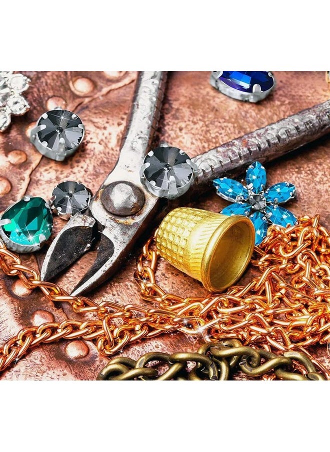 DIY Crafts 30 Pcs, Mixed Sizes, Sew on Rhinestone Glass Crystals Acrylic Gems with Hole Silver Prong Setting Flatback Claw Mix Shape Mix Size for DIY Crafts Dress Clothes (30 Pcs, Mixed Sizes)