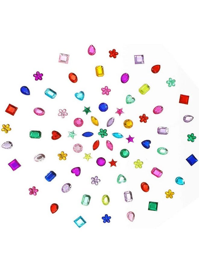 DIY Crafts 80 Pcs, Mixed Color, Gems Jewels Acrylic Flatback Rhinestones Gemstone for Arts and Crafts Jewels, Shapes, 10-15mm w (80 Pcs, Mixed Color)