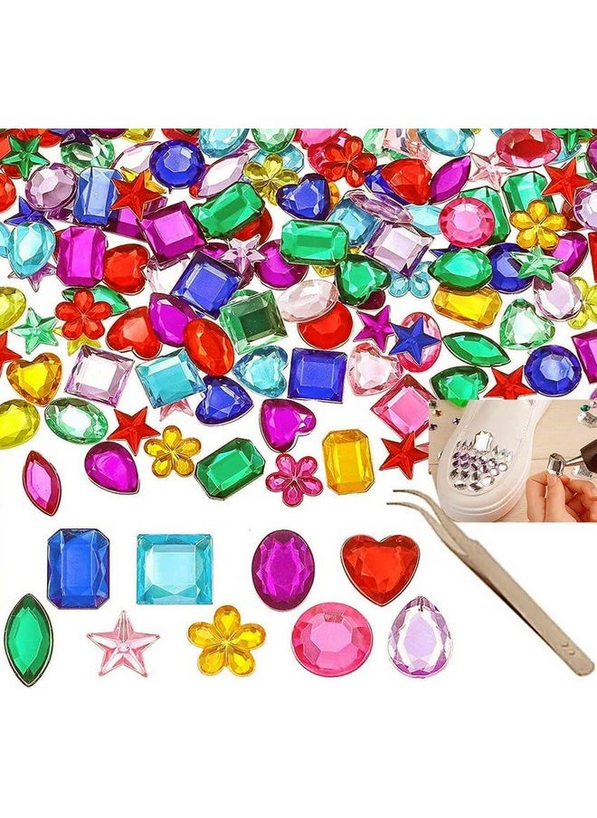 DIY Crafts 110 Pcs, Random Color, Gems Jewels Acrylic Flatback Rhinestones Gemstone for Arts and Crafts Jewels, Shapes, 10-15mm(110 Pcs, Random Color)